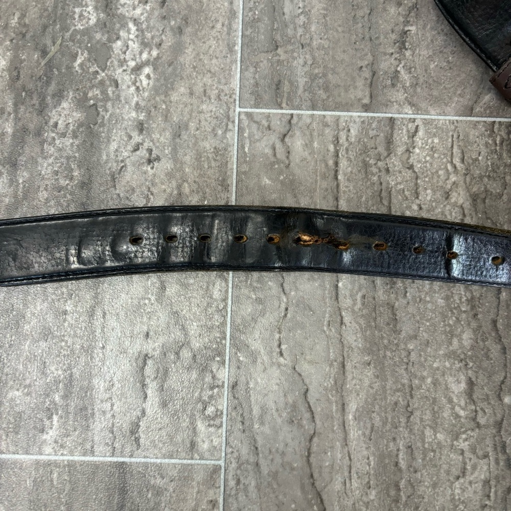 Vtg Tony Lama State of Texas Brass Buckle Western Leather Belt Concho 48” Aztec - Picture 6 of 14